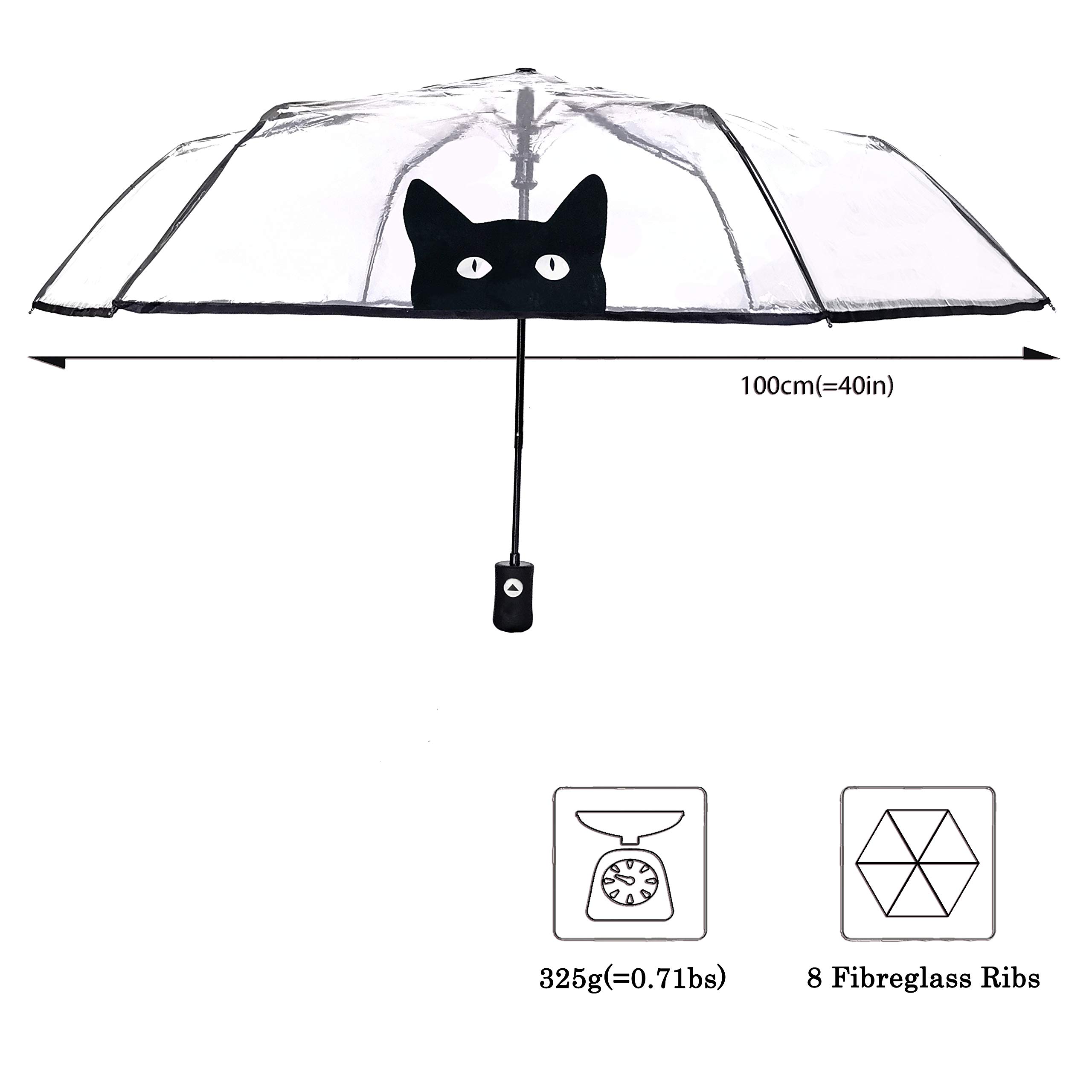 SMATI Paraguas Plegable Transparente - automático Antiviento - Muy Sólido