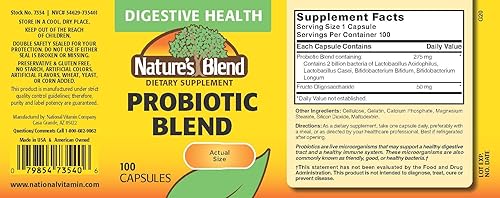 Miniatura 2 de Nature's Blend Mezcla probiótica 2 millones de CFU 100 cápsulas, color blanco