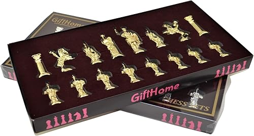 Miniatura 5 de (Sin tablero) Figuras históricas hechas a mano de Roma Piezas de ajedrez de metal, tamaño grande, tamaño King 4 pulgadas (solo piezas)