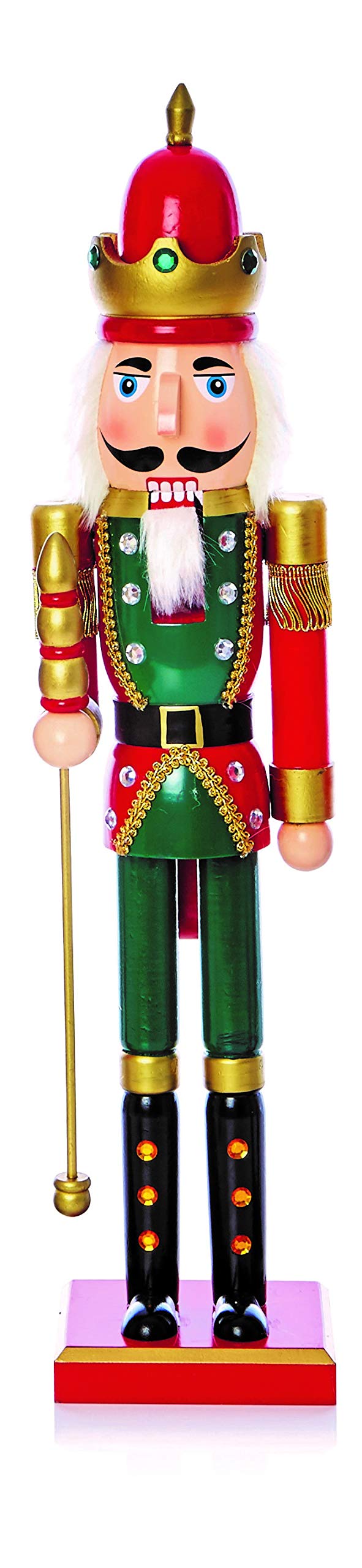 Festive Productions Green & Gold Premier Decorations Large 60 Centimeter Wooden Nutcracker Various Designs And Colours (Green & Gold)