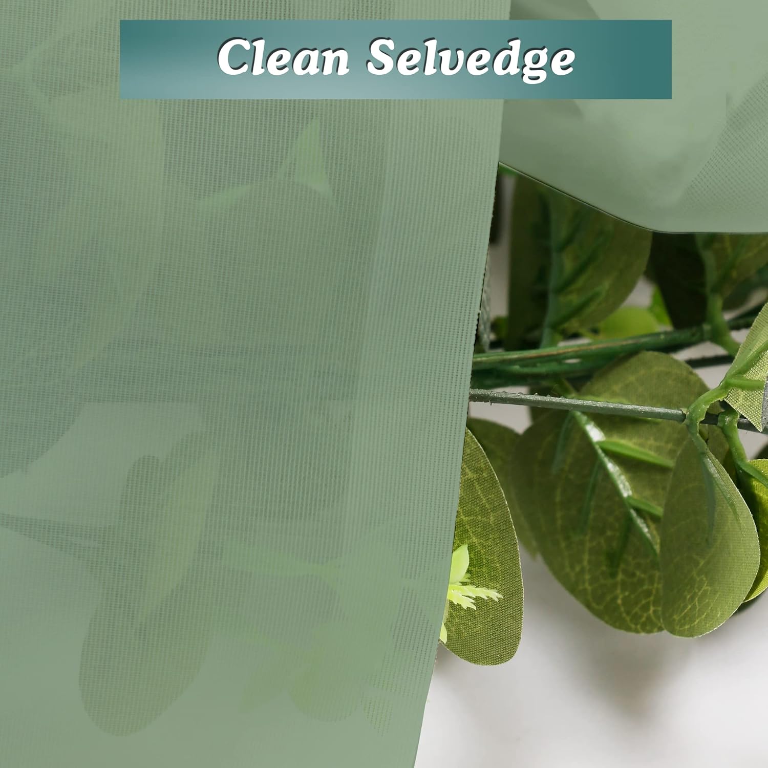 Chyhomenyc Sheer Window Valance Curtains, 42x14 Inches 2PCS, Light Filtering Valances Windows Treatment, Small Rod Pockets Voile Sheer Curtains for Living Room/Bathroom/Basement, Sage Green - Image 9