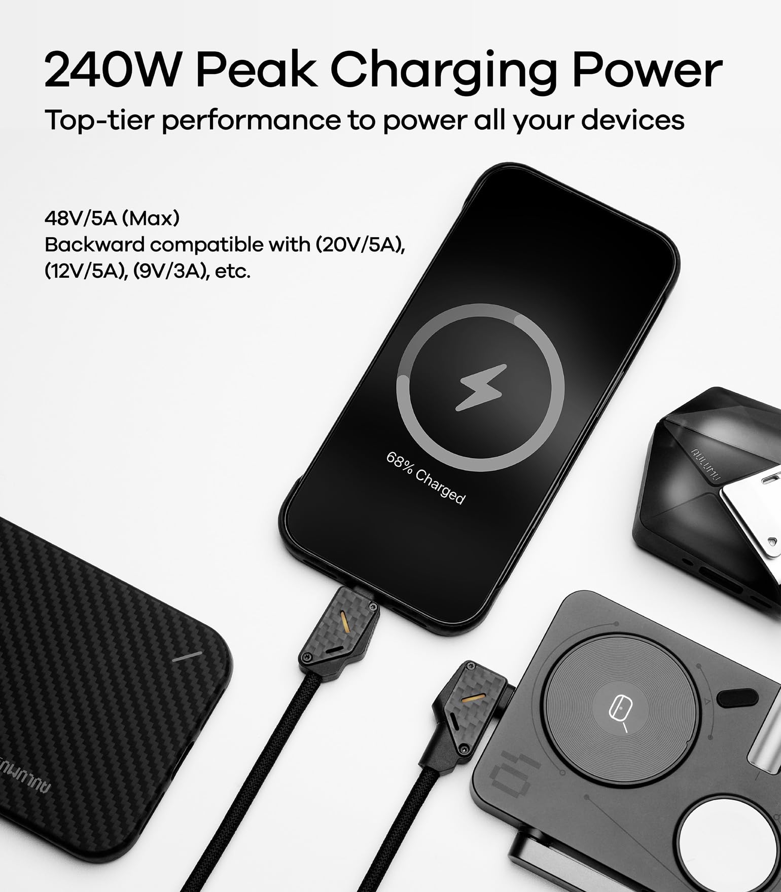 Aulumu M07 240W USB-C to USB-C カーボンファイバp Amazon.com: Aulumu M07 240W USB-C to USB-C Carbon Fiber Cable