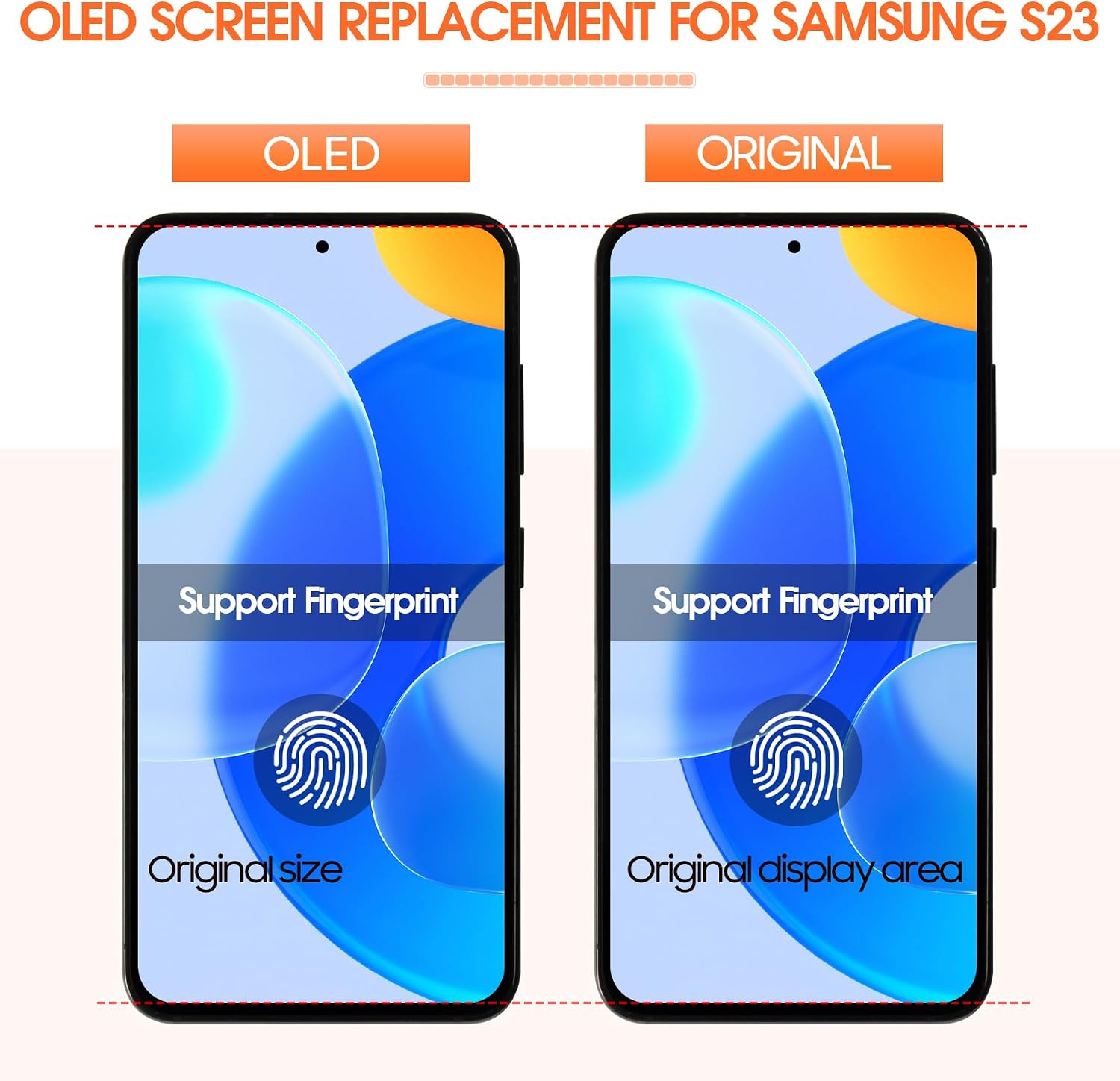 OLED for Samsung Galaxy S23 Screen Replacement for Samsung S23 LCD Display SM-S911E SM-S911U LCD Digitizer Touch Screen Assembly Black with Frame (Original Size,Support Fingerprint)
