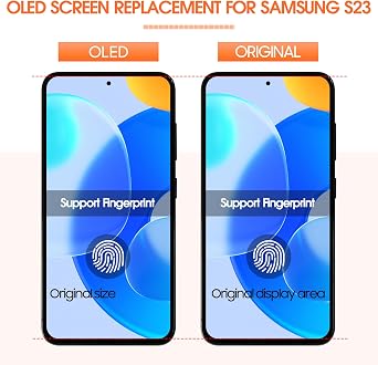 OLED for Samsung Galaxy S23 Screen Replacement for Samsung S23 LCD Display SM-S911E SM-S911U LCD Digitizer Touch Screen Assembly Black with Frame (Original Size,Support Fingerprint)