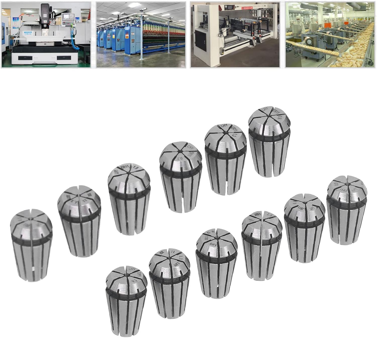 ER11 Spring Collet Set, Collet Chuck, 12Pcs Alloy Steel Collets with Storage Boxes for CNC Engraving Machine, Milling Lathe Tool, Precision Ground for Smooth Operatio