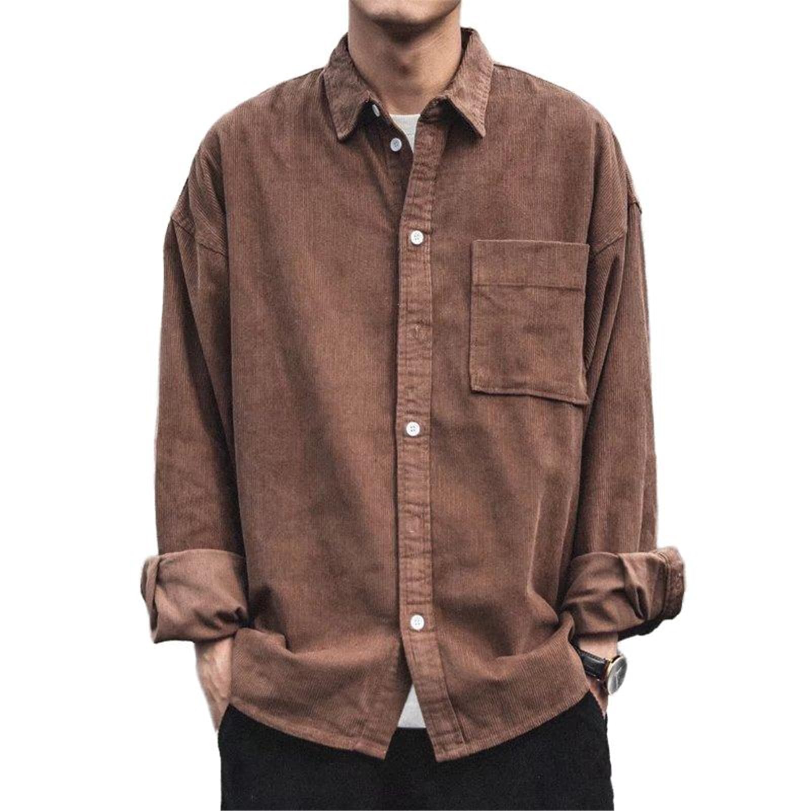 Camicia in Velluto a Coste da Uomo in Stile Americano Primaverile e Autunnale, Camicia da Lavoro Giapponese