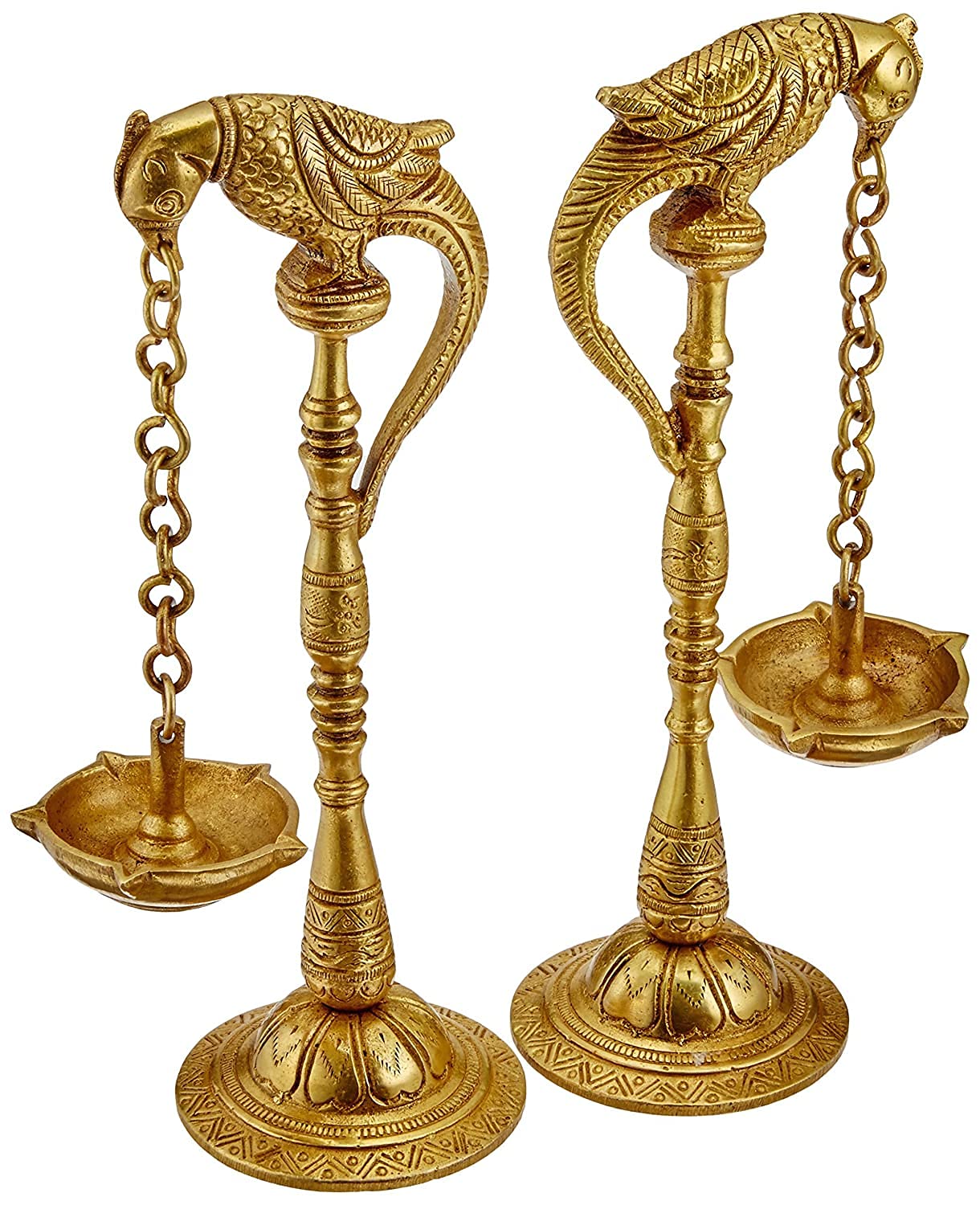 Dattatreya Brass Peacock lamp Diya Height 7.5 inches