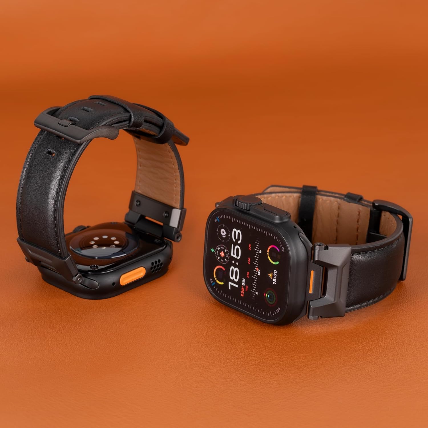 Leather Bands Compatible With Apple Watch Ultra Band 49mm 46mm 45mm 42mm, Genuine Leather Replacement Strap for iWatch series 11 10 9 8 7 6 5 4 3 2 1, SE 3 2 1, Ultra 3 2 1