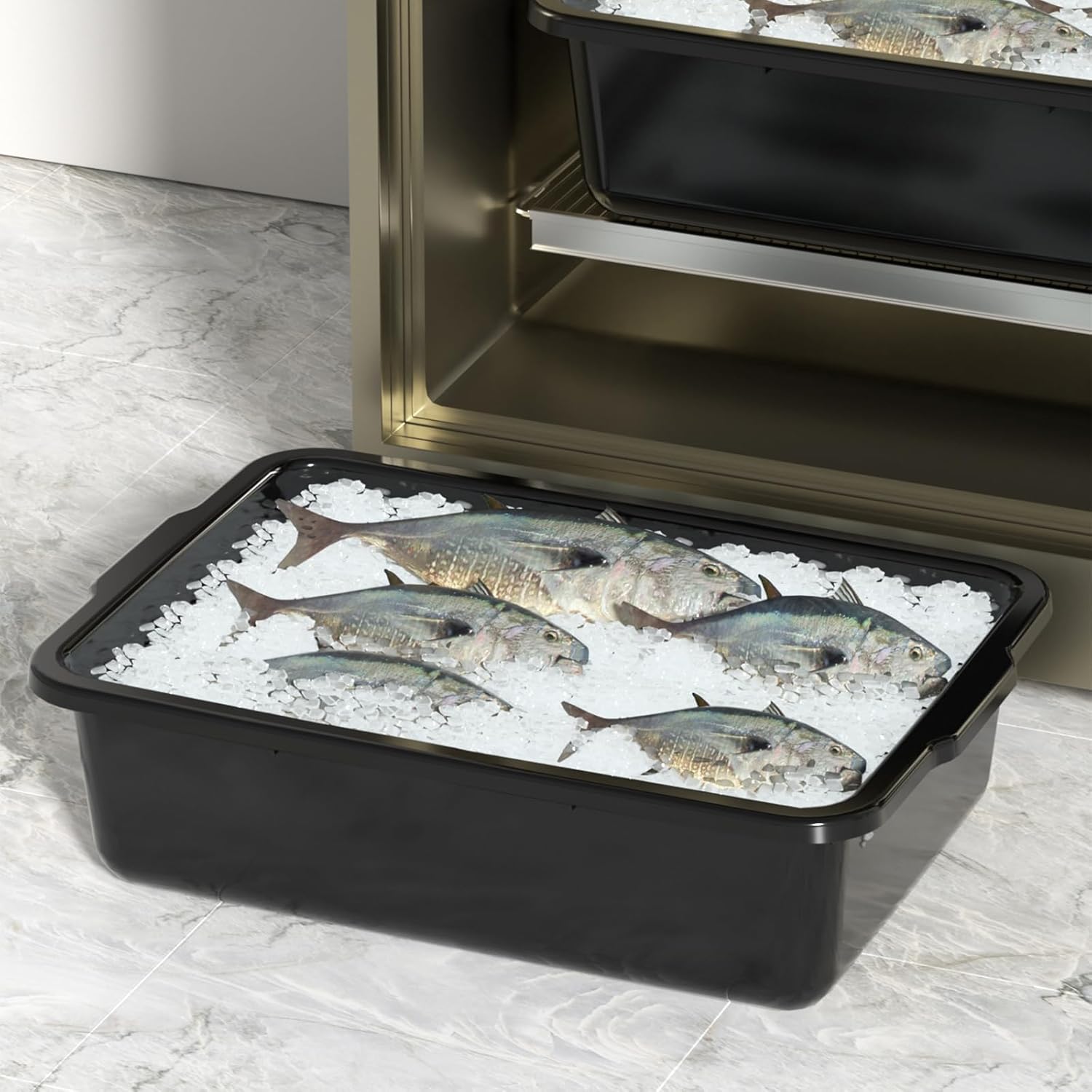 4-Pack 35 L Commercial Food Service Bus Tubs, Large Plastic Commercial Bus Box, Black