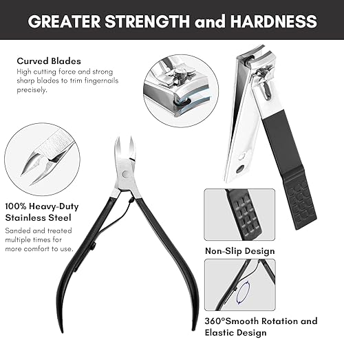 Miniatura 2 de FAMILIFE Juego de manicura para manicura, cortaúñas, 13 piezas, kit de aseo para hombre, juego de pedicura, juego de manicura profesional, regalos