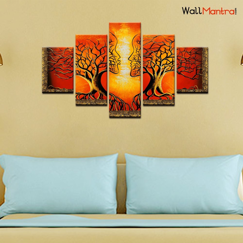 wallmantra Romantic Tree 5 Pieces Canvas Print Wall Painting Amazon
