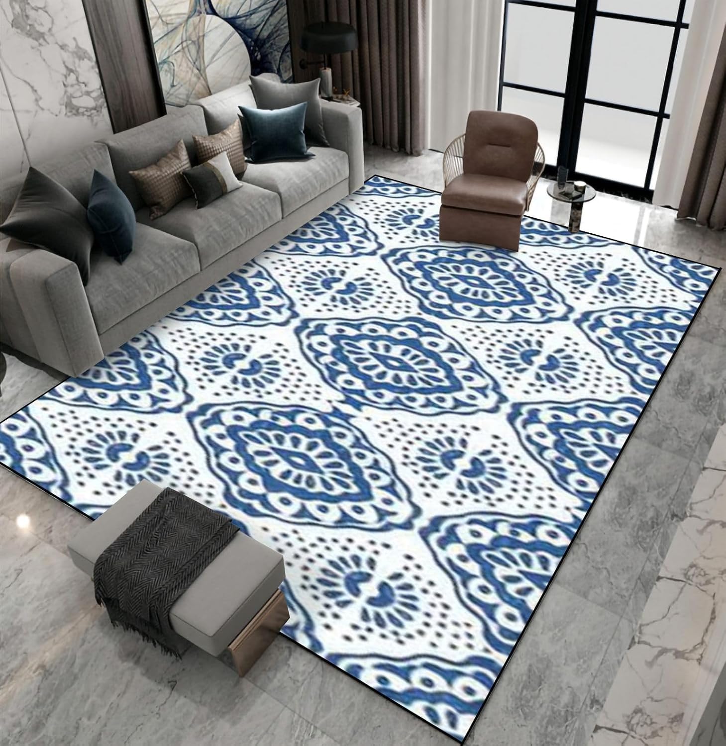 Tapis de bureau floral abstrait rétro 120x160 cm facile à nettoyer et stable