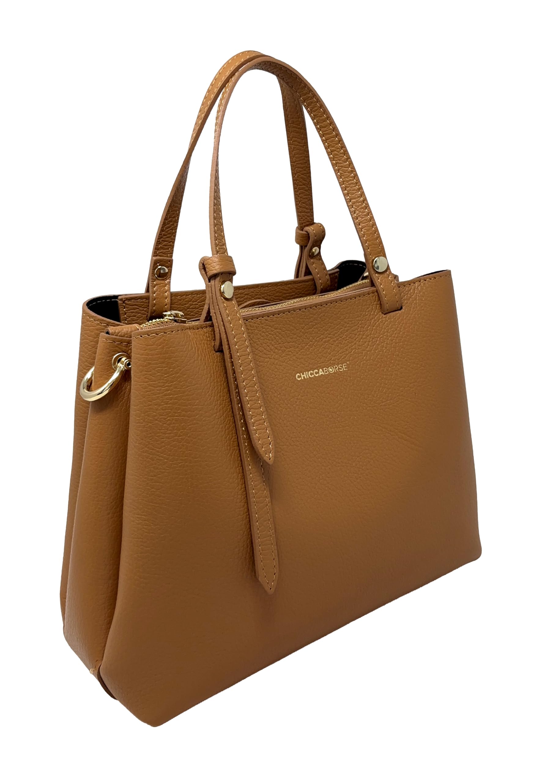 Chicca Borse Borsa a Mano Elegante da Donna in Pelle Martellata con Tracolla