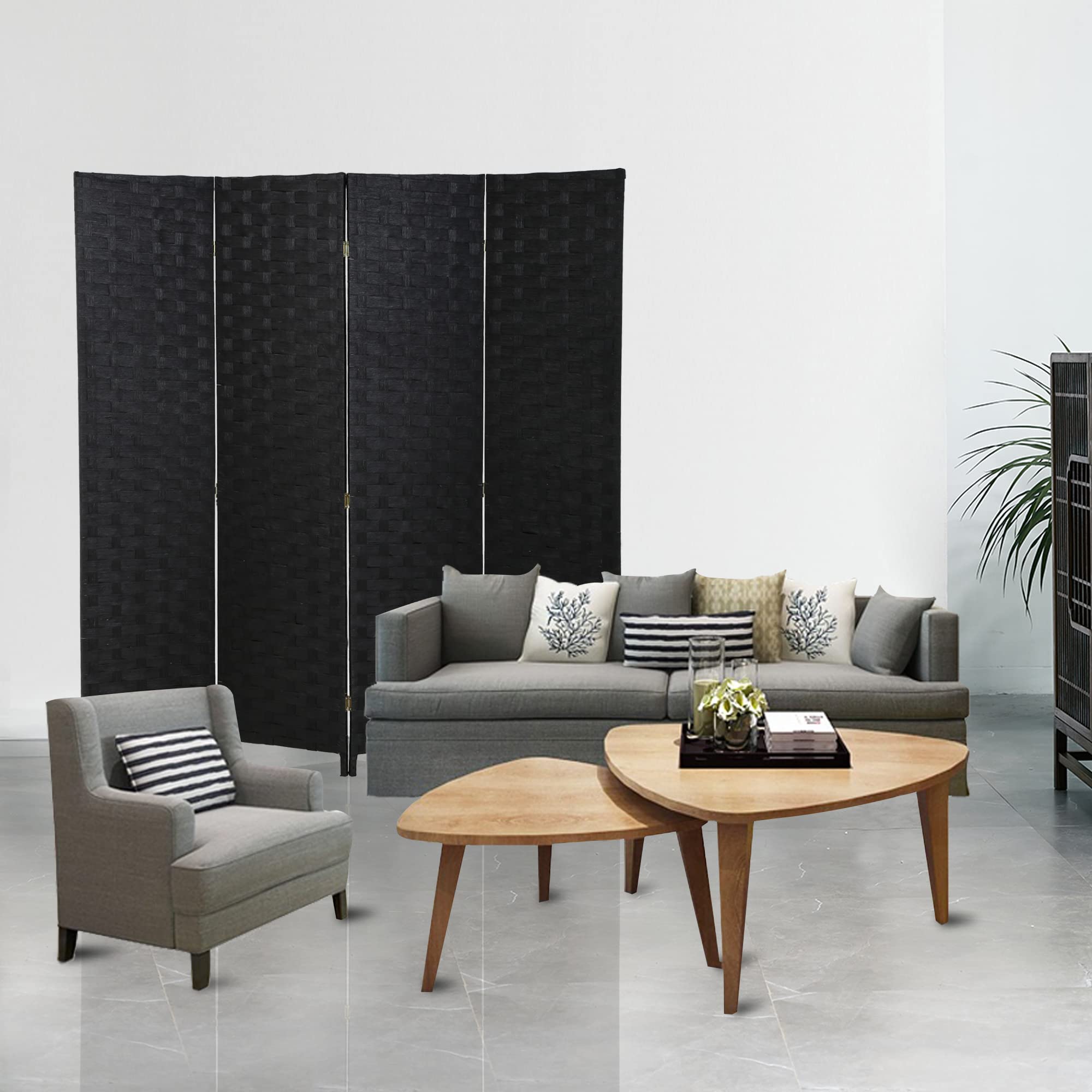 Buy Room Divider,6FT 4 Panels Wall Divider Privacy Screen Wood Mesh