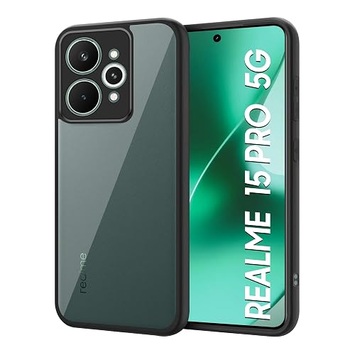 CEDO Backcover for Realme 15 Pro (5G) | Camera Protection Bump Shockproof Edge | Ultra Hybrid Transparent Acrylic Clear TPU+PC Hard Backcase Cover (Black)