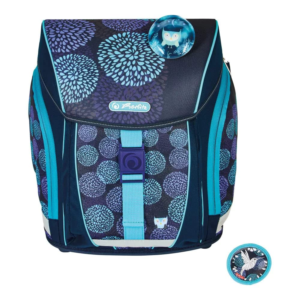 Herlitz® Schulrucksack Filolight Plus Jungen Schulranzen Rückentasche | Volumen 16L | Herren Damen Unisex Sport | Für Schüler Student | Inklusive Beutel und Federmappe | Flower Owl, multicoloured,