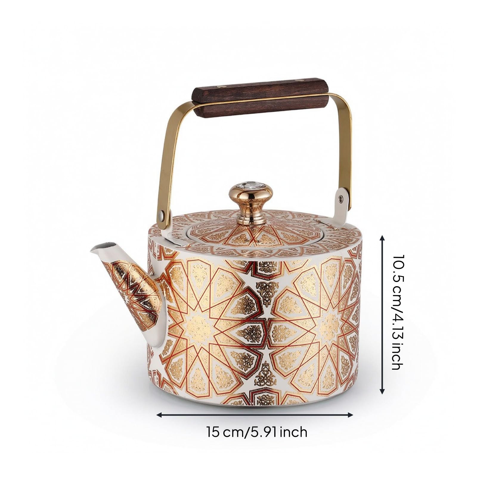 KESOTO Teiera in Acciaio Inossidabile Teiera Bollitore Caraffa Infusiera con Distribuzione Uniforme Del Calore per Riscaldare l'Acqua su Piano Cottura, 1.5L, Stile 6