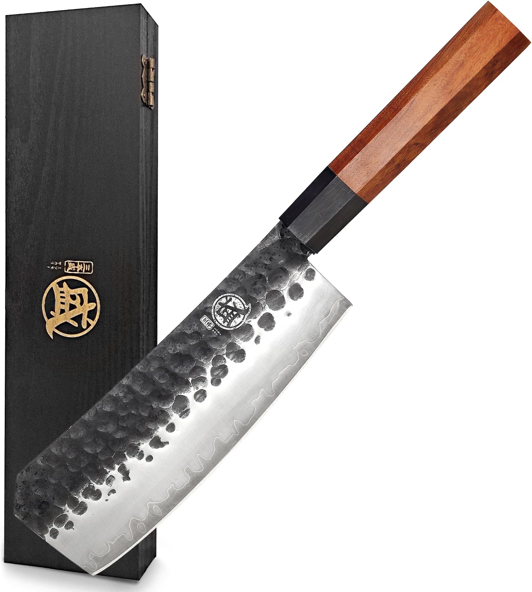 7 inch Kitchen Cleaver/Boning Chef's Knife, 3 Layer 9CR18MOV Clad Steel Professional Japanese Kitchen Cooking Knives (Rosewood Handle & Sandalwood Gift Box)