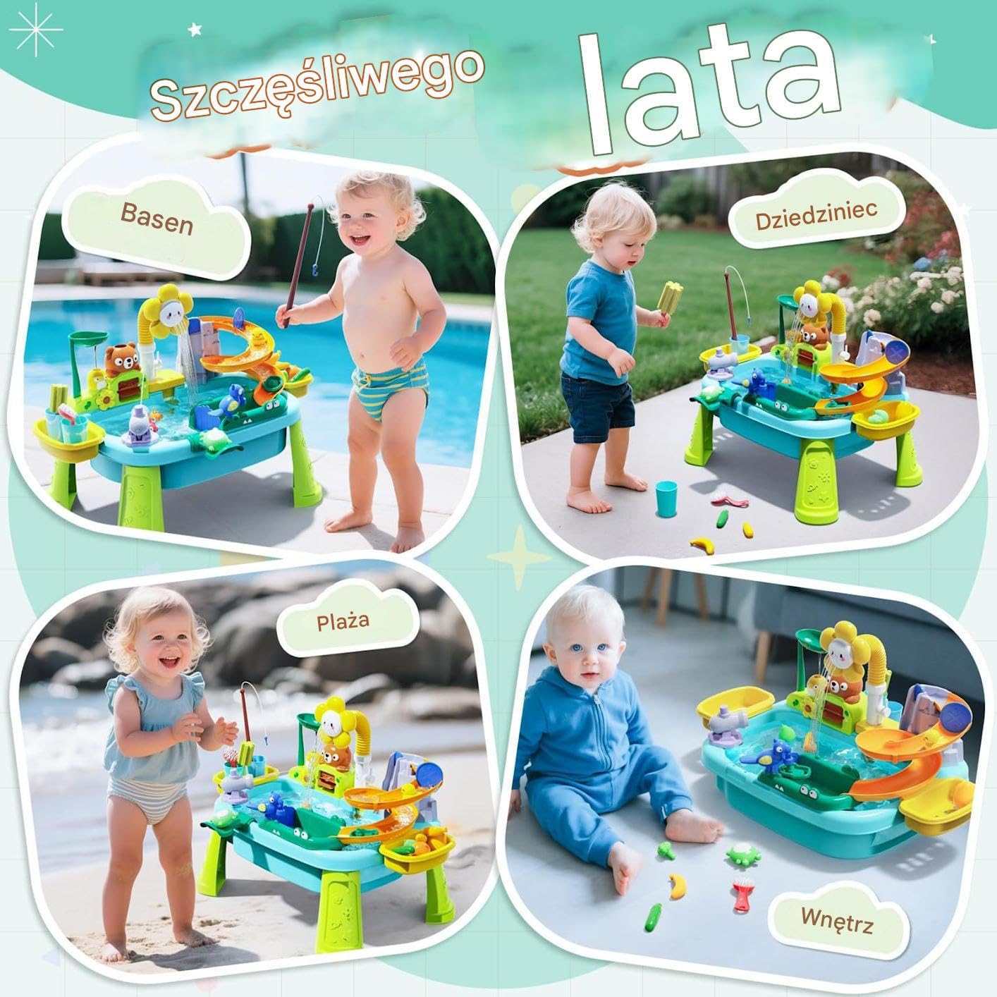 Stół wodny ogrodowy Interaktywne zabawki sensoryczne i plażowe zabawy | Letni Sensoryczny Zestaw Do Aktywności Z Wodą I Piaskiem Dla dzieci i przedszkolaków do ogrodu, podwórka, do wanny i basenu,