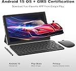 ATOZEE 10 Inch Tablet Android 15 Tablets 2 in 1 Tablet with Keyboard 12GB RAM+64GB ROM(Supports 1TB Expansion) Tableta 2MP+8MP Camera 6000mAh Battery Mouse/Case/Stylus 5G WiFi-6 10.1" Android Tablets