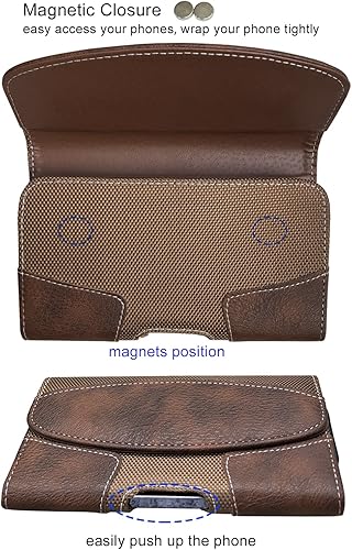 Miniatura 4 de Funda de cuero para teléfono con trabilla para cinturón para iPhone 16 Pro 15 Pro 14 Pro, 13 Pro, 12, 11, Xr, Galaxy S23, S22, S21 FE, S21, S20,