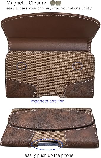Leather Phone Holster with Belt Loop for iPhone 16 Pro 15 Pro 14 Pro, 13 Pro, 12, 11, Xr, Galaxy S23, S22, S21 FE, S21,S20, Belt Phone Holder for Men, Belt Clip Case, Carrying Case-Brown