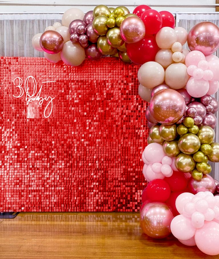 Glitzernder Wandhintergrund Champagner – 24 Pailletten-Paneele, 1,8x1,2 M, Für Hochzeit & Party