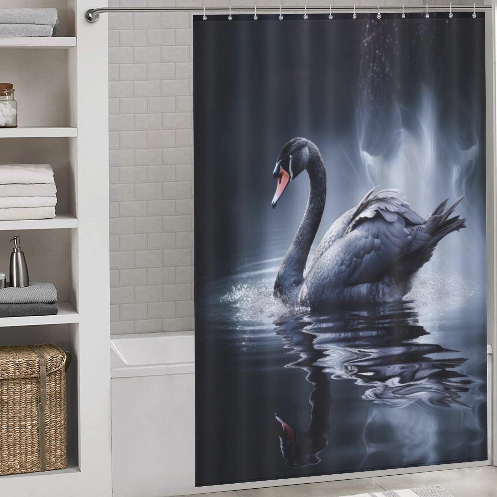 Rideau de douche cygne imperméable contre les éclaboussures