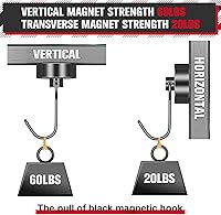 Vista 3 de FINDMAG Ganchos magnéticos giratorios de 60 libras, paquete de 4 ganchos magnéticos de neodimio resistentes, ganchos magnéticos fuertes para colgar