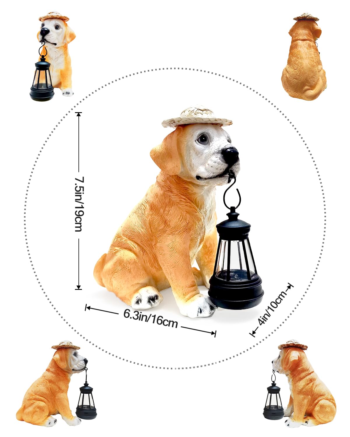 UrbanHaven Outdoor Solar Light Dog And Cat Lantern, Garden Resin Ornaments With Solar Post Light | Garden Lights & Gifts With Gift Box - View #4