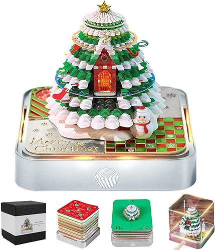 Miniatura 10 de 3D Bloc de Notas Calendario Reloj 2026, Calendario de Arte 3D 2026, Calendario de Escultura de Papel Creativo, Flores, Mar y Árbol, Isla, Notas de