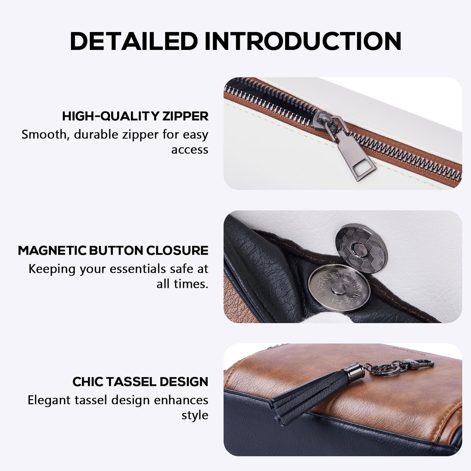 POIUGOYA Crossbody Purses for Women Trendy,Vegan Leather Medium Crossbody Bag,Women's Crossbody Travel Purse Built in Wallet - Image 6