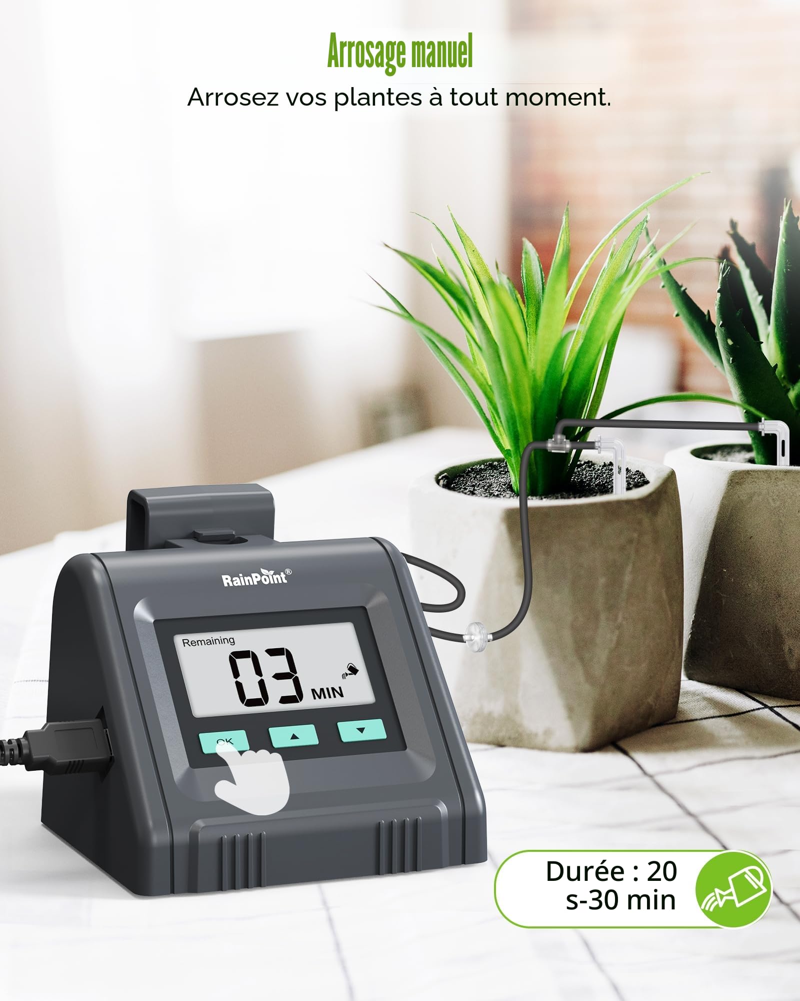 RAINPOINT Arrosage Goutte à Goutte Automatique, Débit d'eau Réglable, Système D'irrigation Automatique pour Plantes D'intérieur, Jardin, Balcon, Prend en Charge Jusqu'à 10 Pots