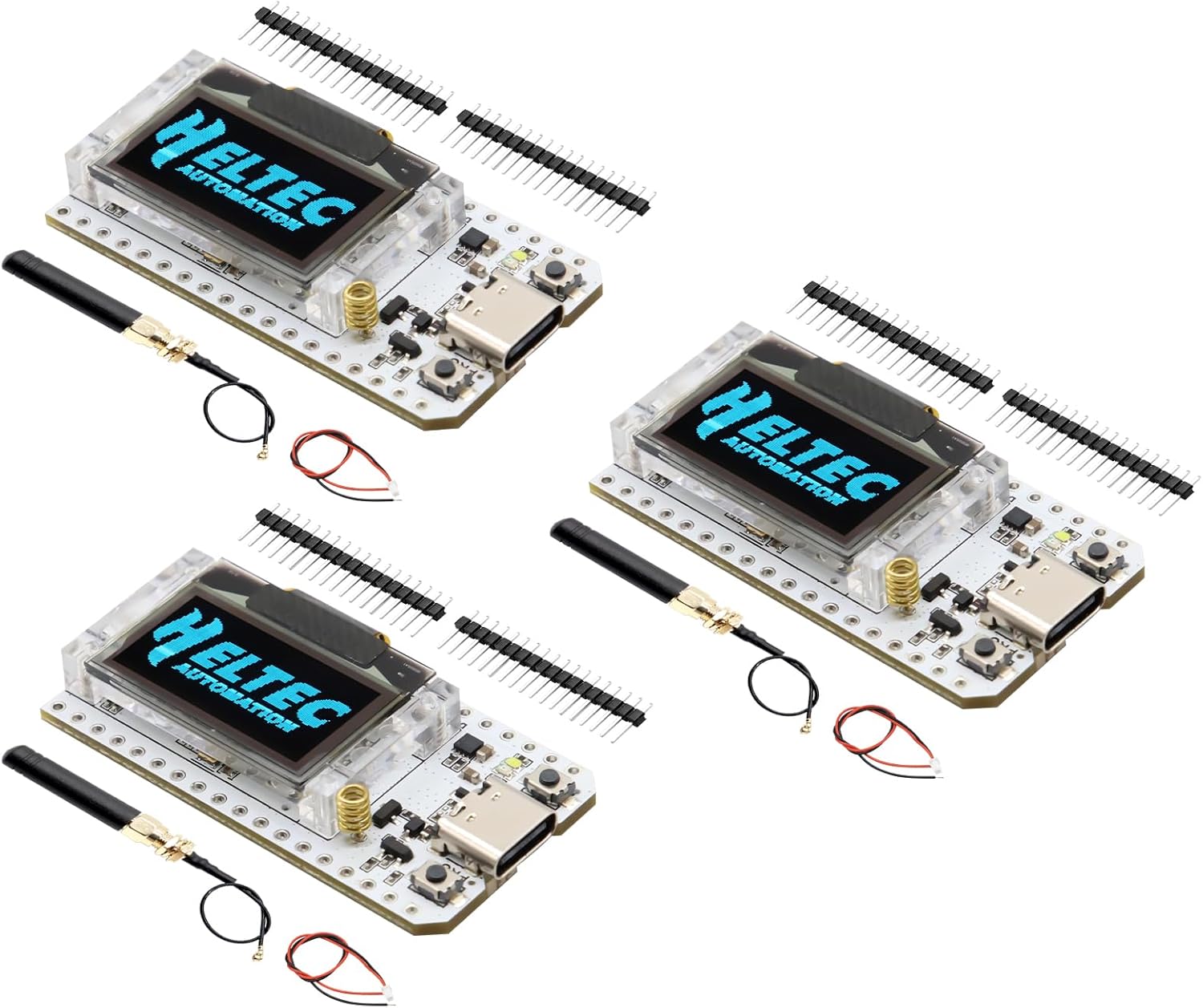 3 PCS ESP32-LoRa-V3 Development Board, LoRa V3 Meshtastic WiFi, ESP32-LoRa V3 WiFi Bluetooth Dual Core SX1262 CP2102 Chip with 0.96" OLED Display and Antenna for Meshtastic Arduino