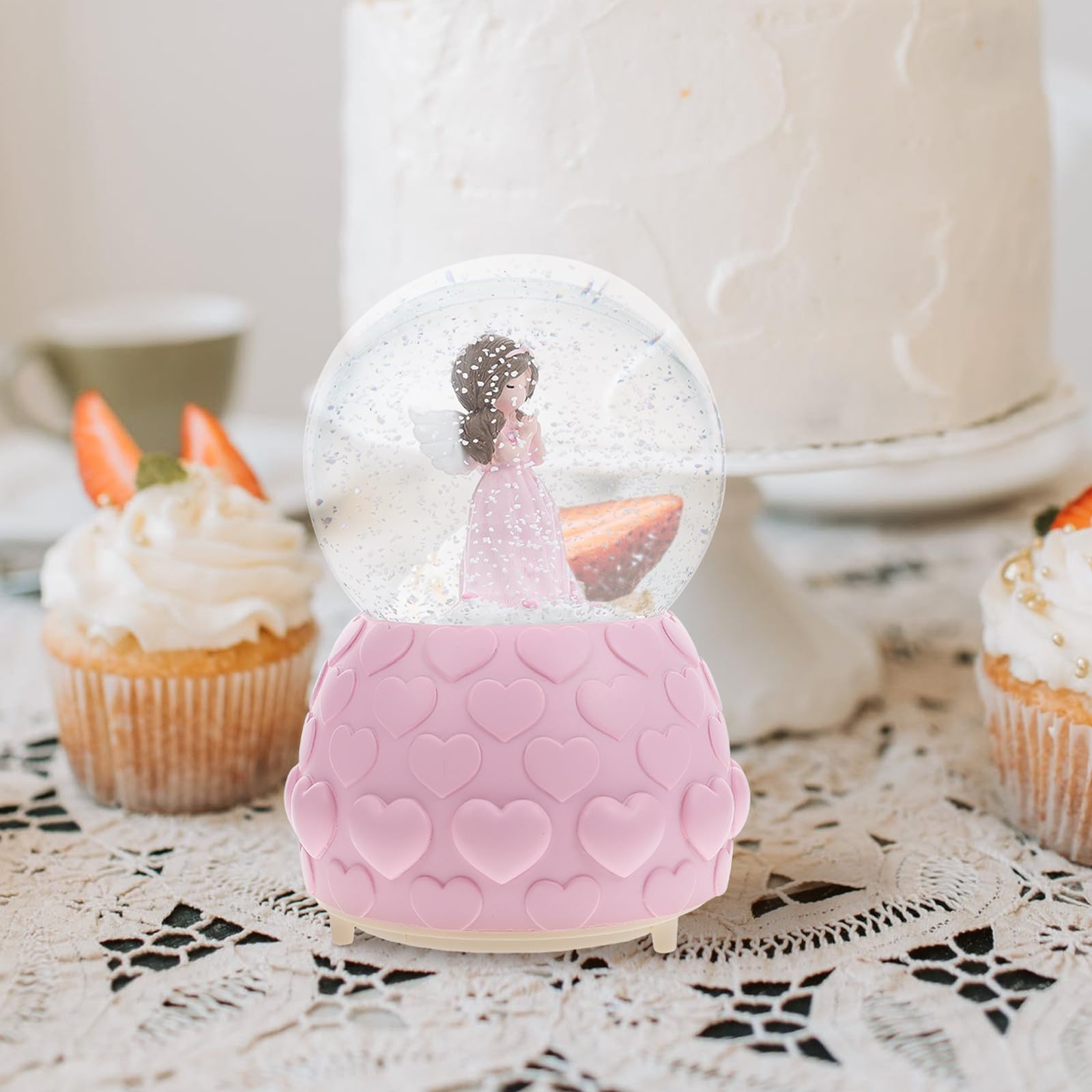 Homoyoyo Caja de Música Esfera de Cristal y Ángel, Rosa