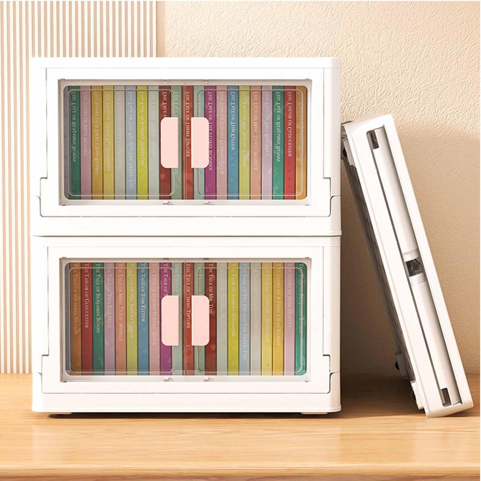 Caja de Almacenamiento con Tapas y Ruedas, Apertura Doble Transparente Cajas,Caja de Almacenamiento de plástico Plegable, para Salas de Estar dormitorios