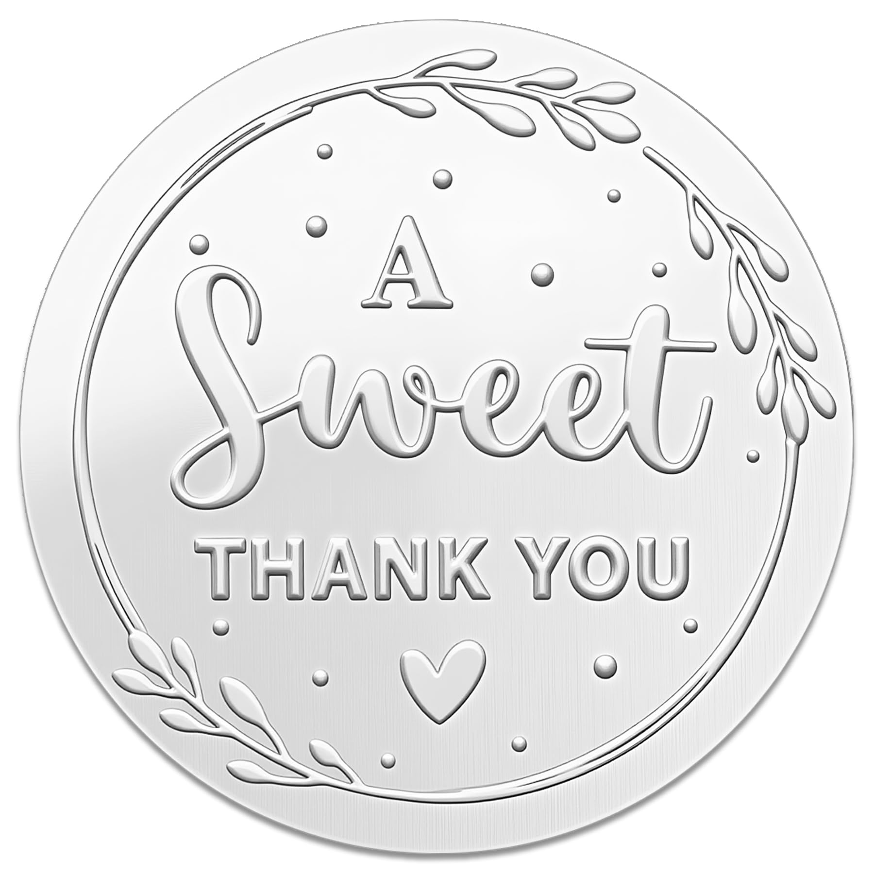 100 x A Sweet Thank You Favor Stickers Silver Foil Embossed Tag Wedding Snack Bag Sweets Embossed Raised Sticker Metallic Label Wedding Thank You