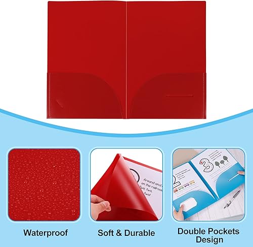 Miniatura 4 de PATIKIL Carpetas de plástico con bolsillos, paquete de 3 carpetas de almacenamiento para archivos de cartas, carpetas organizadoras para oficina y