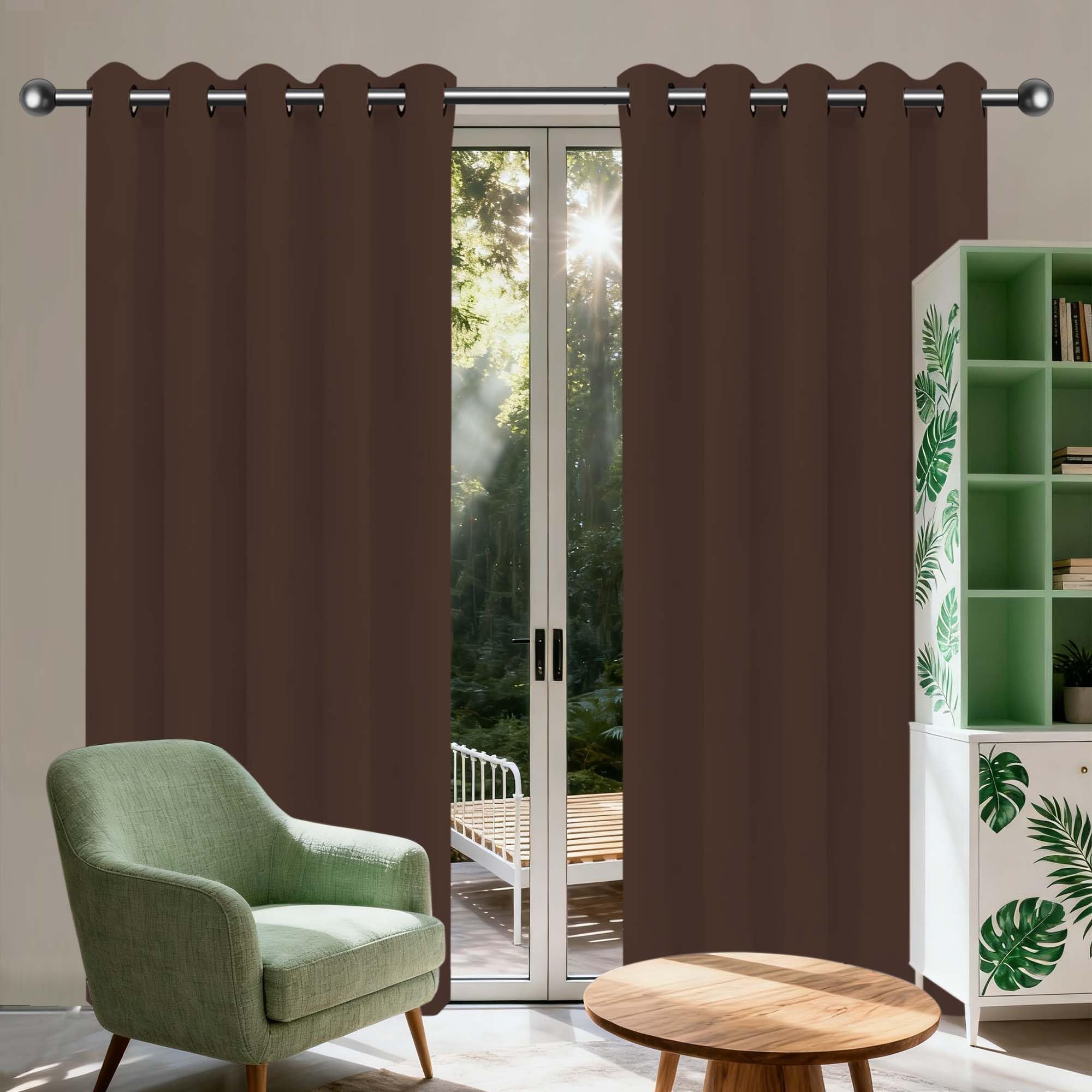 Petit rideau occultant thermique 380x360 cm marron pour salon