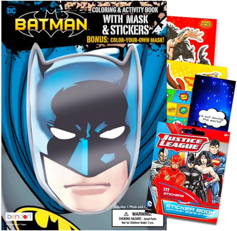 DC StudiosJustice League Batman Coloring Book Bundle with Batman Stickers & Specialty Separately Licensed GWW Reward Sticker