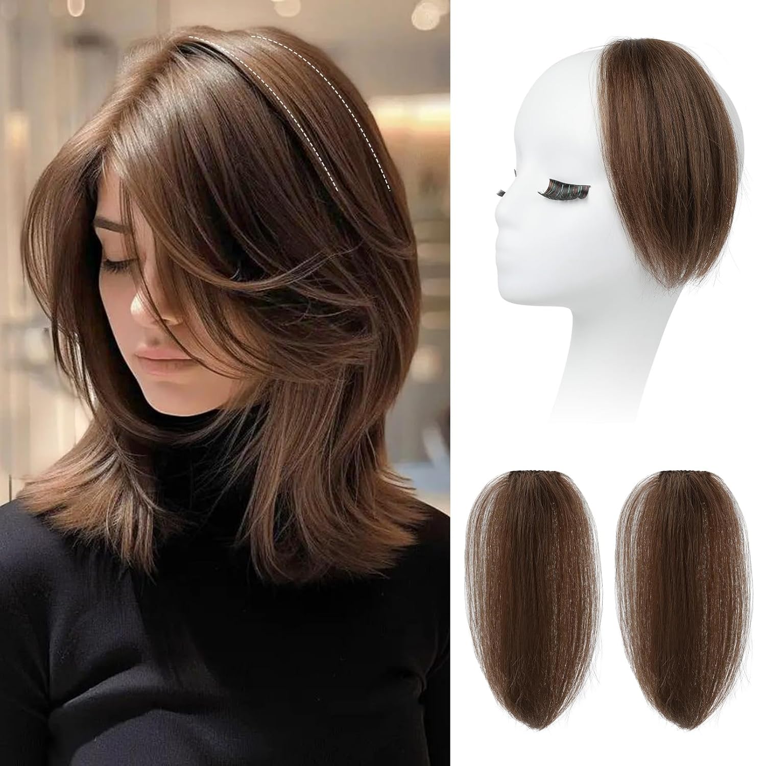 REECHO Clip in Hair Volumizer, 2PCS 8 inch Short Thick Clip in Hairpieces Adding Extra Hair Volume Hair Extensions for Women with Thin Fine Hair – Ginger Brown