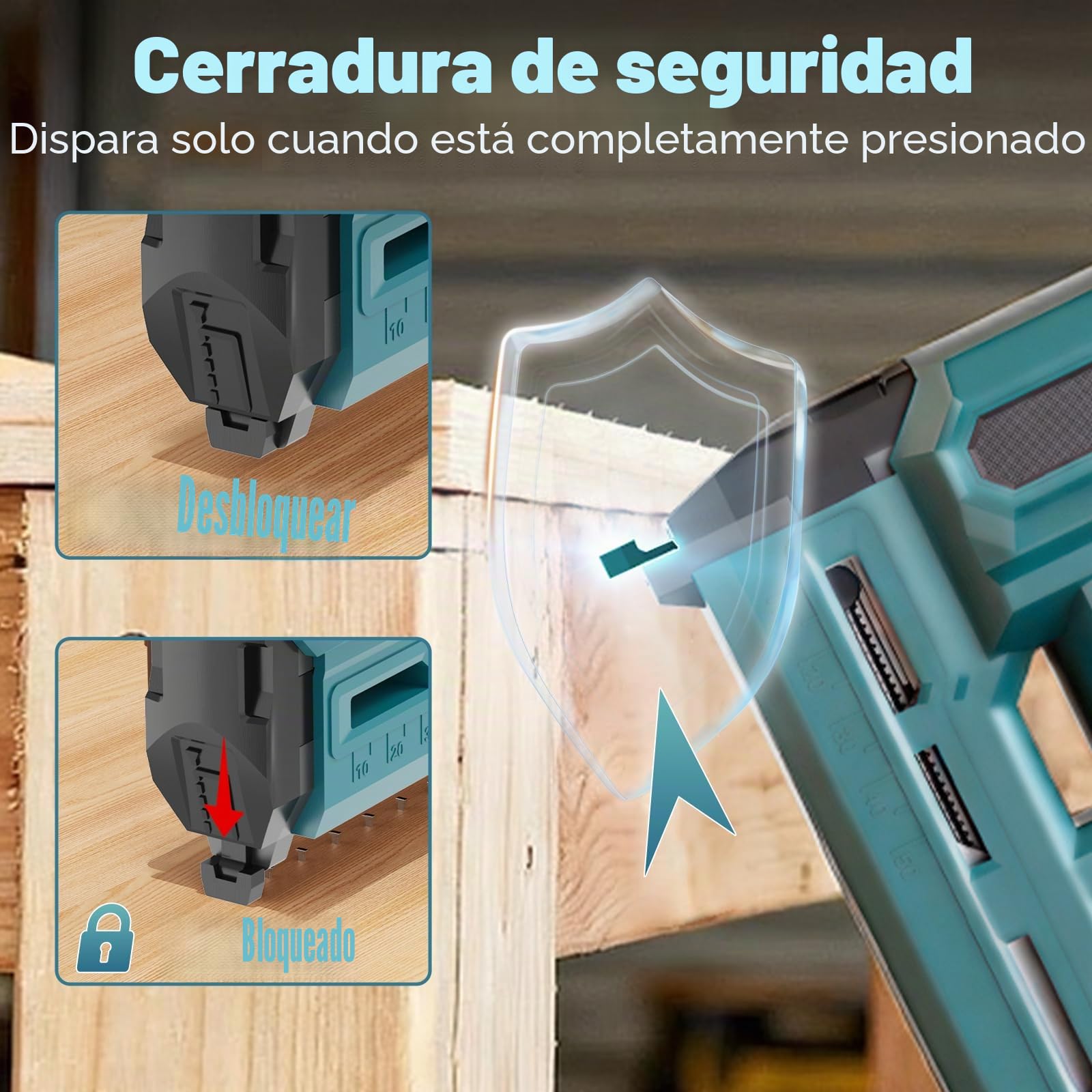 Clavadora Electrica Compatible con Baterías Makita de 18V, Actualización 2 en 1 18GA Pistola de Clavos con 2 Baterías de 4,0Ah y 1000 Clavos/Grapas, 6 Ajustes de Profundidad para Madera