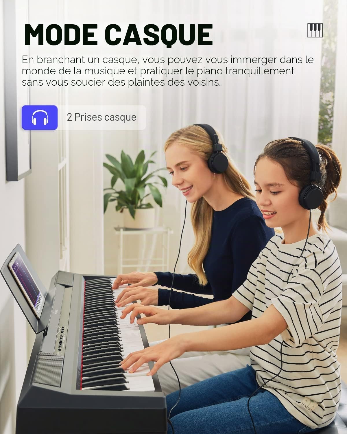 Donner Piano Numérique électrique 88 Touches Semi-lestées, Compact Clavier Touches lourdes Fullsize pour Débutant avec Pédale (Noir Classique, DEP-10)
