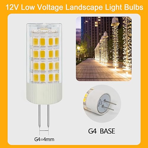 Vista 6 de Bombilla LED G4 de 3 W, 12 V, repuesto de 20 W-30 W, lámpara halógena para bombillas de paisaje tipo JC, base bi-pines, iluminación de pista