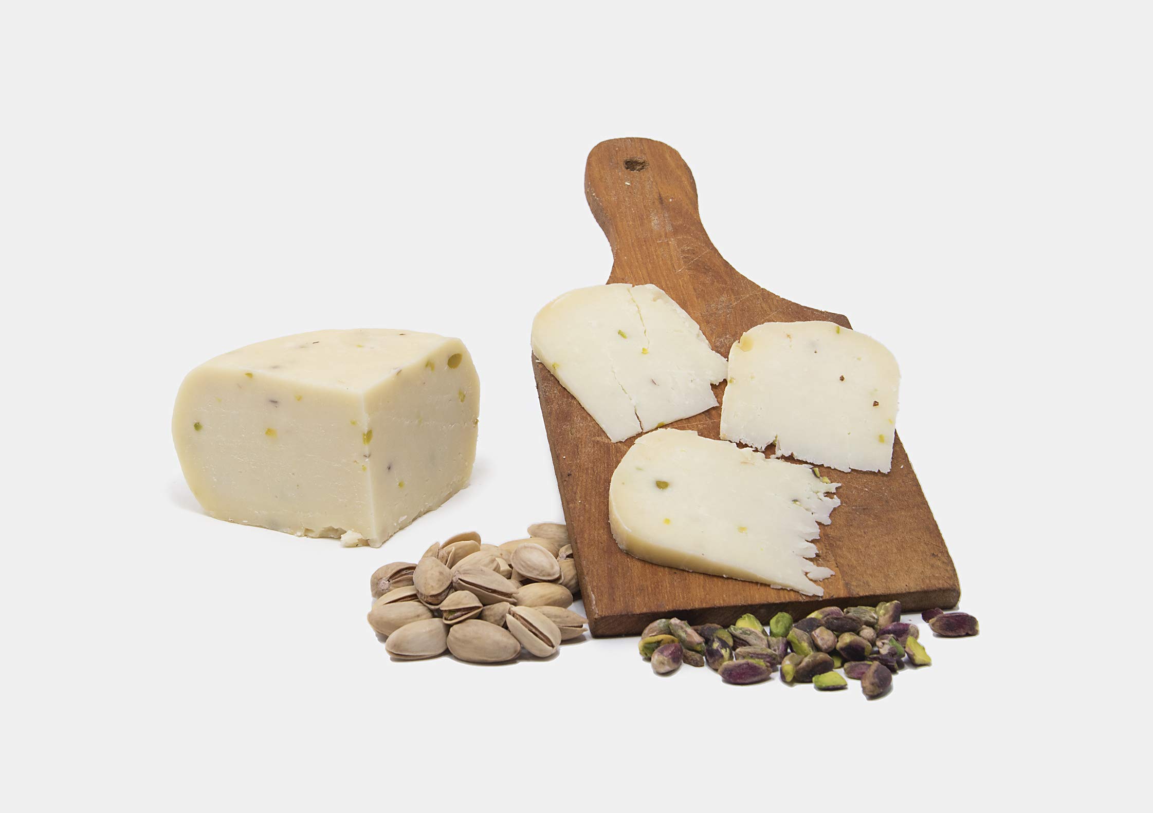 Pecorino al Pistacchio di Bronte | mezza forma sottovuoto da 0,6 kg | formaggio artigianale toscano | Salumificio Artigianale Gombitelli - Toscana