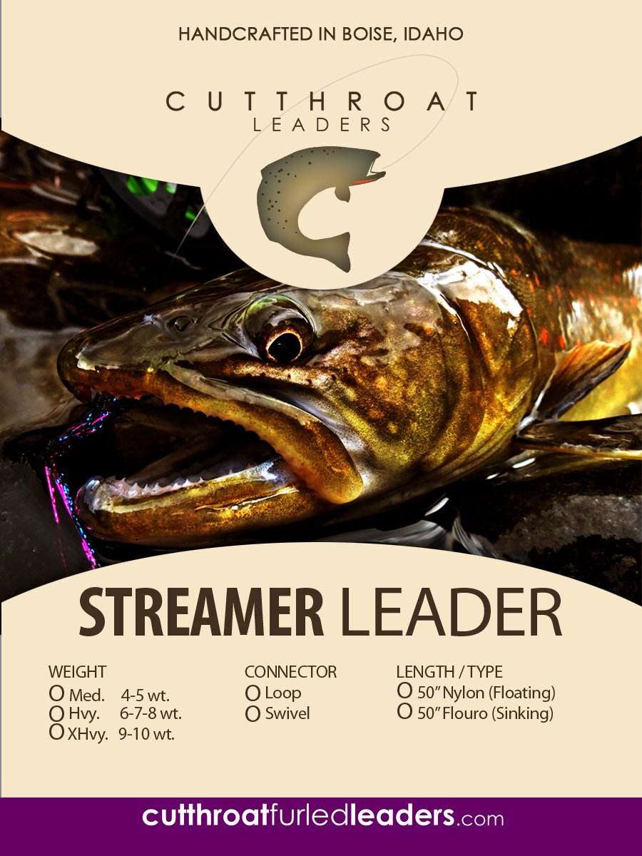Fly Fishing Streamer Leader by Cutthroat Leaders, for 7-8 wt lines