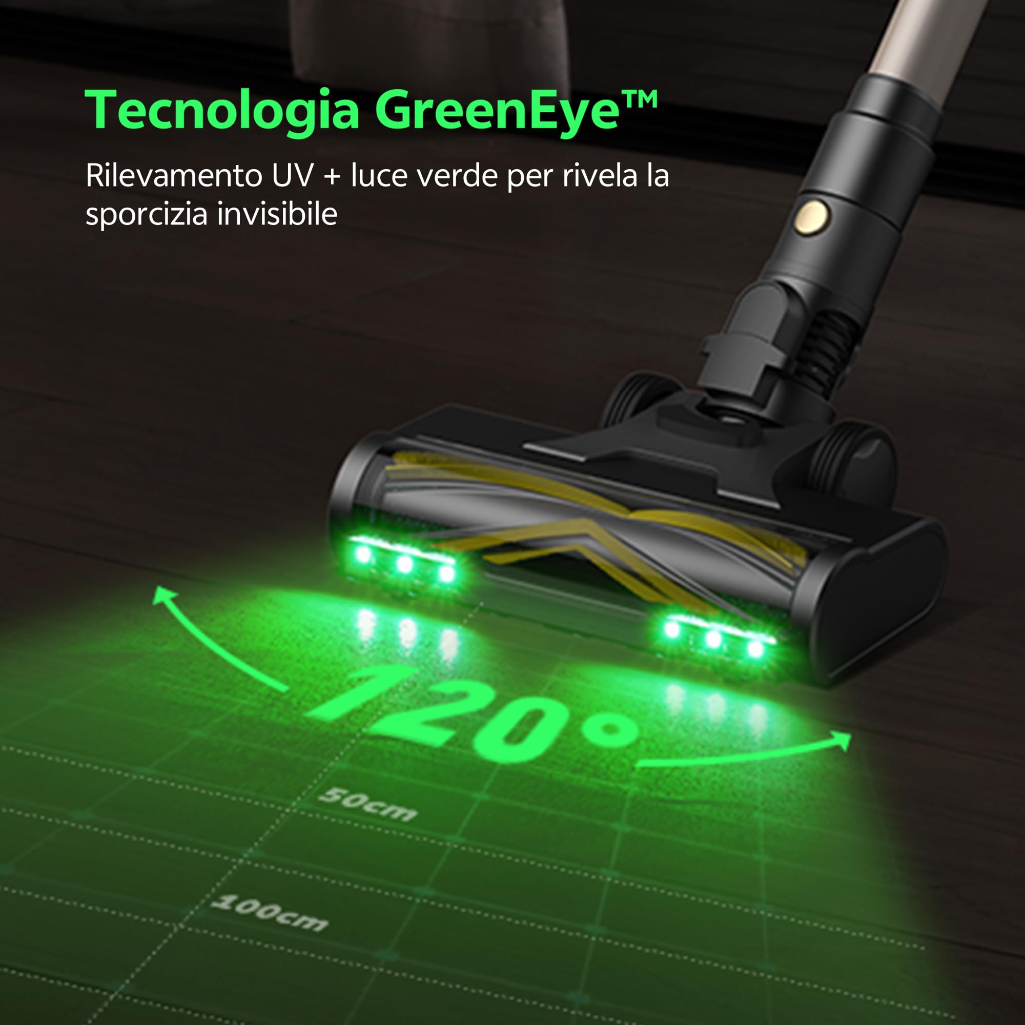Ultenic Aspirapolvere Senza Fili, 50KPa/65 Min Scopa Elettrica Senza Fili, Aspirapolvere Potente con Tubo Telescopica, Autoportante, Tecnologia GreenEye, per Tappeti/Pavimenti/Peli di Animali