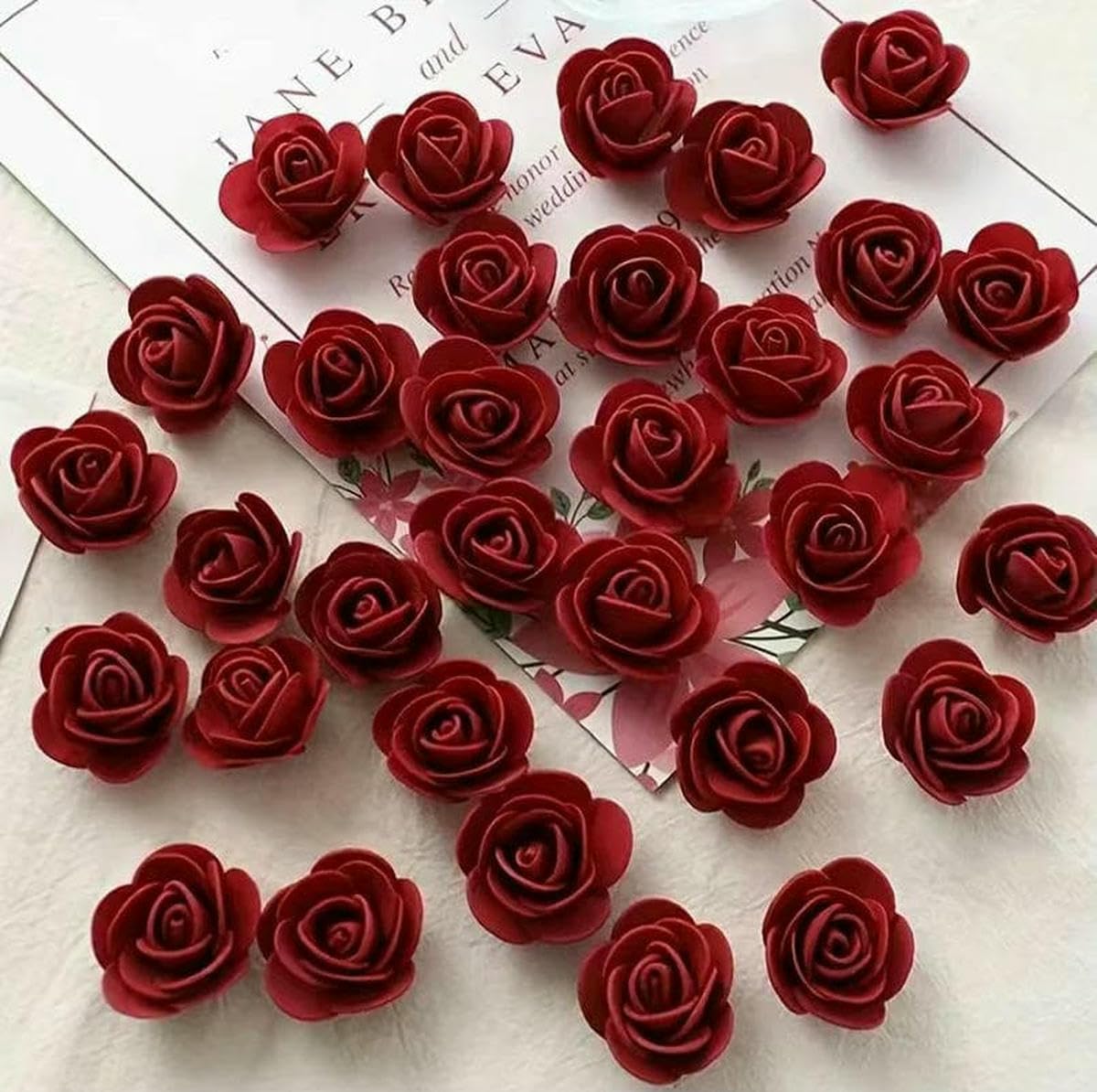 AYHTUD 500pcs artificial flowers 3.5cm roses Valentine's Day roses Mother's Day Christmas wedding candy box decoration wreath-Burgundy-480pcs-500pcs