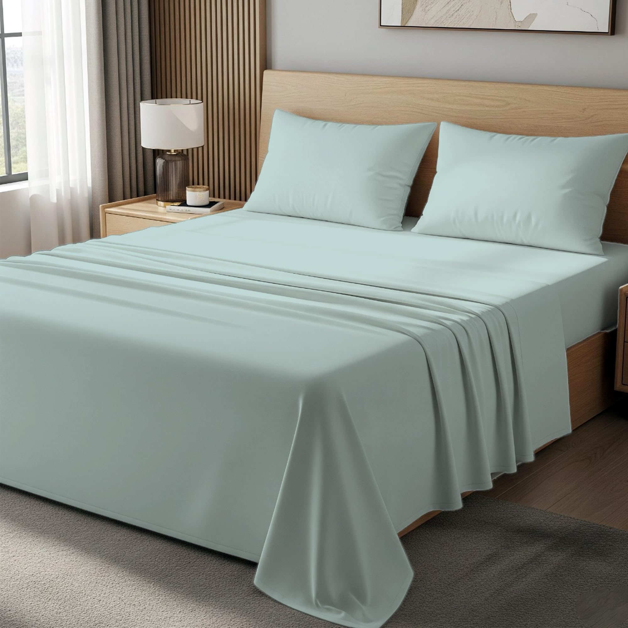 100% Egyptian Cotton 400TC Single 3PC Flat Sheet Set, Skin Safe