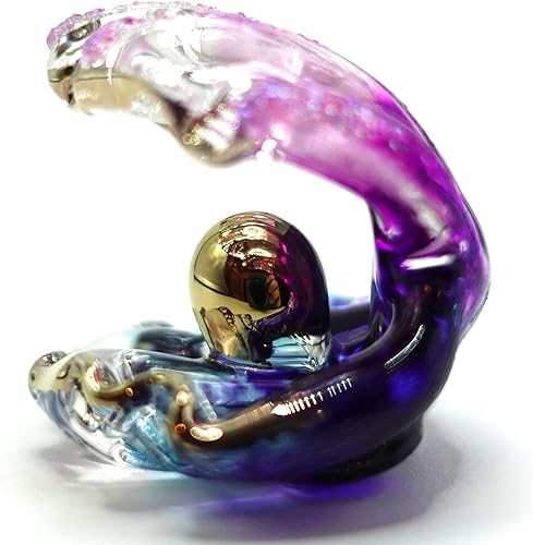 Miniatura 6 de Figuras en miniatura de nácar animales soplados a mano, arte de vidrio coleccionable, decoración de regalo, morado dorado